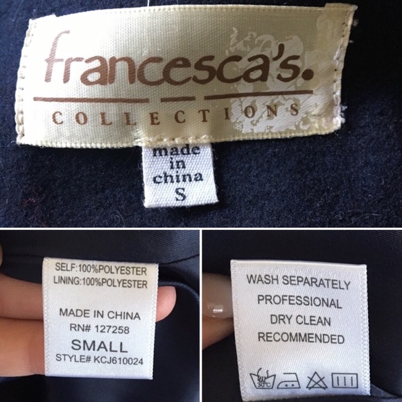 Francesca's Navy Coat w/ Bow Detail - Picture 6 of 8